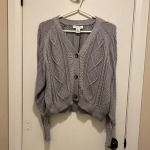 Rachel Zoe Heather Gray Cable Knit Cardigan